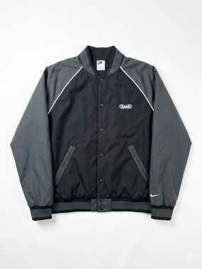 Nike Black & Dark Gray Varsity-Style Bomber Jacket